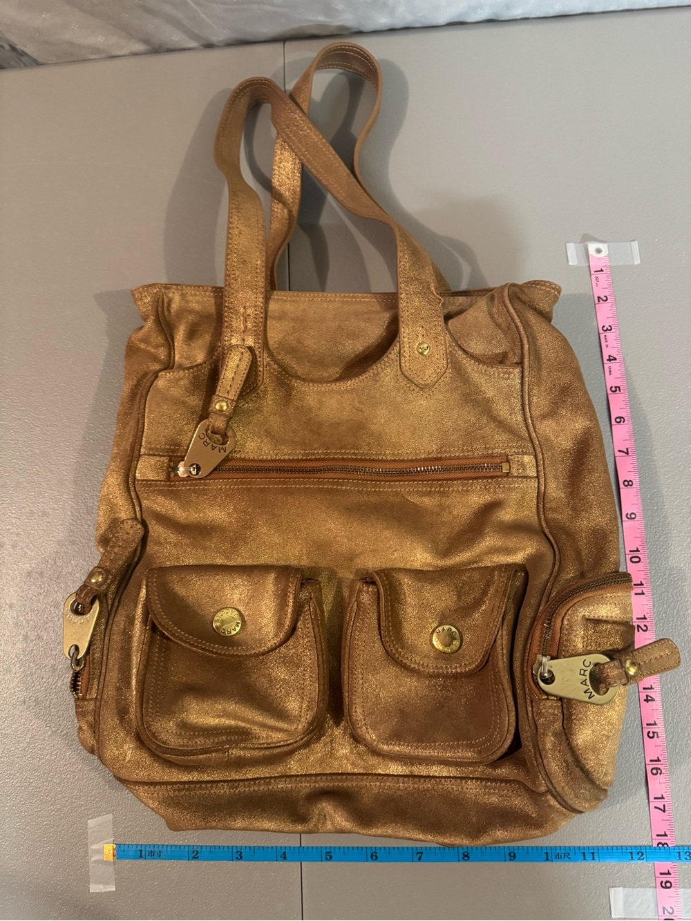 Marc Jacobs Bronze Metallic Tote with Front Pockets